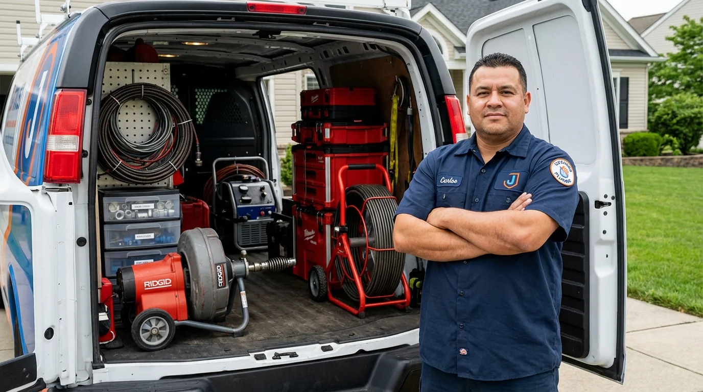 Professional drain cleaning equipment and Johns Plumbing LLC plumber in Arnold